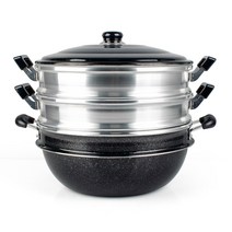 양은 삼단 찜솥 3단 찜기 킹크랩 고구마 만두 계란 호빵찜기, 46cm