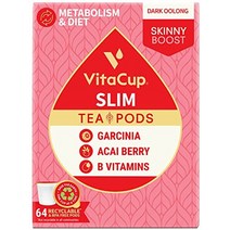Vitacup 슬림 티 Tea 다이어트 차 가르시니아 아사이베리 비타민b, 64개(1팩)