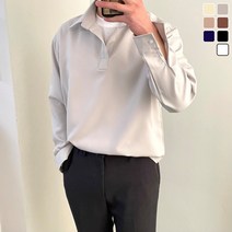 남자 헨리넥 셔츠 노버튼 카라 링클프리 봄 여름 M L