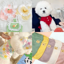 강아지 옷 실내복 프릴 나시 티셔츠 민소매티 애견의류, 08_와플곰티_아이보리