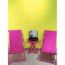 접이식 비치의자 썬베드 해변 휴대용 썬텐의자 일광욕, 로그 컬러 프레임 - 장미 붉은 천