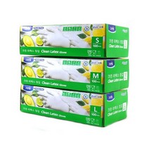 100% 천연고무 크린랩 요리용 미용 라텍스장갑 고무장갑 위생장갑 100매 S M L, 중(M), 중(M)