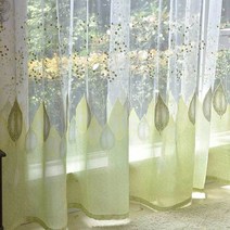 현대 인쇄 얇은 명주 그물 커튼 거실 침실 녹색 잎 쉬어 보일 커튼 주방 창 스크리닝 블라인드 커튼