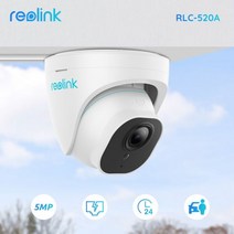 Reolink 스마트 보안 카메라 야외 야간 투시 돔 IP 캠 사람 차량용 감지 감시 5MP PoE, RLC-520A(2 Pack), CHINA