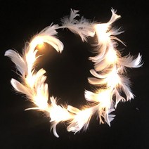 LED 깃털 화관 옐로우 발광 벽 장식 인테리어 리스 파티 생일 분위기업