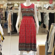 파파야 민소매 패턴 레이온롱원피스