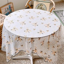 컬러 라운딩 꽃자수 쉬폰 레이스 테이블, 옐로우자수