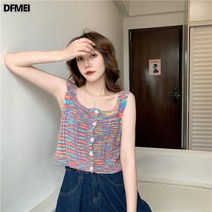 DFMEI 디자인 감각 나시 여 이너 여름 박시 니트 숏 민소매 이너웨어