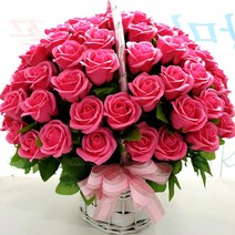 지나로즈 생일 기념일 꽃 선물 프로포즈 비누 꽃바구니 어버이날 스승의날 비누꽃 100송이 장미꽃 하트 비누장미, 핑크빛사랑