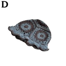 끈달린모자 여름 밭일 챙넓은 버킷햇 벙거지 2022 여름 여성 중공 꽃 니트 어부 모자 수제 크로 셰 뜨개질, 04 Blue