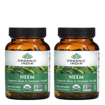 Organic India 인도 멀구슬나무 600mg 베지 90정 님 멀구슬나무 구슬나무 NEEM neem, 1개, 기본