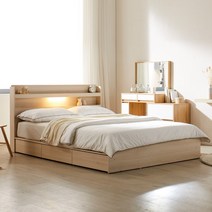 이노센트 비니조 LED 수납침대 SS+독립매트리스 i100394, 백아카시아