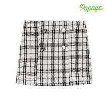 파파야 PAPAYA 더블 버튼 미니 스커트 PNJRSK001D