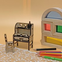 이음레이저공방 식탁 우드 미니어처 가구 만들기 DIY 키트 입체퍼즐