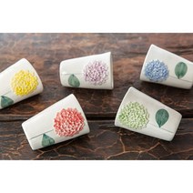 전통 이천 백자 도자기 수국 머그컵 주스잔, 그린