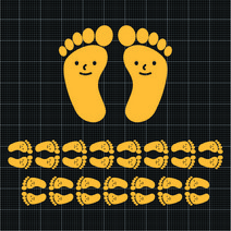 윈스턴 발바닥스티커 발자국 발모양 시트지, 08.작은발바닥(스마일)(ST111), 노란색, 중-15쌍1세트