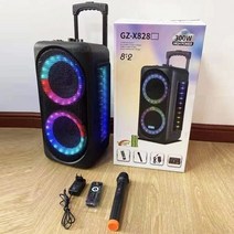 블루투스 무선스피커 버스킹스 자전거스 휴대용 미니 거실스피커 레버 야외 트롤리 오디오 가라오케 스피커 컬러풀 라이트 링, 검은색