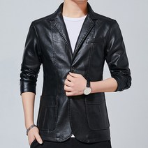 코지 업 PU 가죽 남성 캐주얼 비즈니스 정장 가죽 야상 점퍼