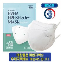 숨쉬기 편한 새부리형 더숨 KF80 대형 화이트 쿨링감소재 귀통증없는 특수밴드 에버프레쉬 보건용 마스크 개별포장, 10개입, 1개