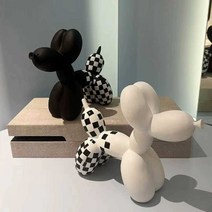 제프쿤스 벌룬독 모형 디자인 북유럽 침실 거실, 흰색 배경 검정색 격자 22x9x18cm