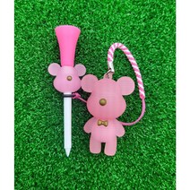 [캐디천사]LED골프티걸이+플라스틱롱티 기프트세트 / 골프악세사리 라운딩용품, LED포포곰(핑크)+플라스틱롱티