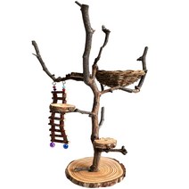 앵무새횟대 횃대 발톱갈이 장난감 새 스탠드 나무 거울 소형 사다리 둥지, 높이 약 45cm
