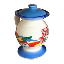 에나멜 컵과 뚜껑이 달린 머그잔과 창의적인 커피 컵 12oz 홈 장식을위한 손잡이, 파란색, 1개