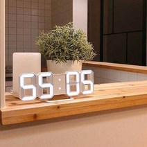 빅사이즈 3D LED 무소음 시계, 화이트