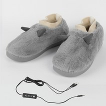 온열슬리퍼 수족냉증신발 USB온열슬리퍼 usb 온수 슬리퍼 여성 남성 따뜻한 홈 신발, 회색 온도 조절기, 36-37