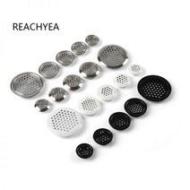 20 개 화이트 블랙 실버 3 색 스틸 캐비닛 공기 덕트 환기 직경 19mm-53mm 루버 메쉬 구멍 플러그 장식 커버, Convexity Surface_E 53MM, Stainless Steel