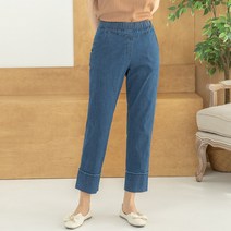 [디얼마미] 롤업 장식 슬림 청바지 미시옷 빅사이즈 엄마옷 중년 여성 마담