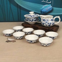 청화백자 개합 중국다기 당초문2 다도 경덕진다기 다기세트 개완, 본상품선택, 1개, 1개