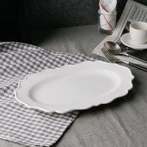 레이스 타원접시 3호 홈카페 엔틱 스테이크 브런치 파스타 디너 도자기 접시 그릇 플레이트