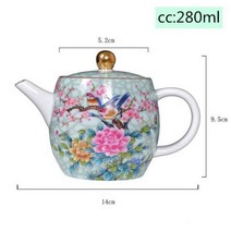휴대용다도 WSHYUFEI 정통 Jingdezhen 도자기 예술 새 주전자 절묘한 에나멜 색상 주전자 수제 도자기 차 세트 2ml, 280ml_7