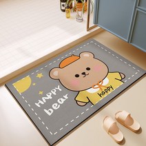 욕실 규조토 발매트 주방 머드 흡수 발매트 미끄럼방지매트, 곰돌이 동화 은회 규조 진흙 쿠션