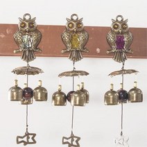 전통찻집 식당 엔틱부엉이 현관문 자석종 현관종 종장식 인테리어벨 카페장식 도어벨, 선택_옐로우