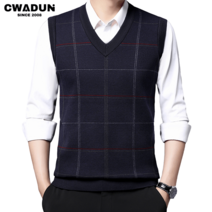Cwadun 남성 중년 봄과 가을 니트 조끼 느슨한 스웨터 조끼