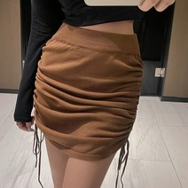 라라벨 여성용 스커트 플로 밴딩 셔링 데일리 미니 스커트