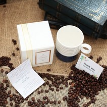 머그컵 답례품 골드라인 머그 1P 럭셔리포장 감사카드 포함 도자기머그컵, 블루