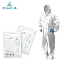 프로덕트랩 일회용 위생복 방진복 방수 방역 점프수트형 SF 원피스 화이트 1EA, XL, 1개