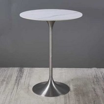 유럽풍 모던 원형 바테이블 스탠딩 식탁 홈바 카페 술집, 순백색  스틸+금 받침 60cmxH105cm