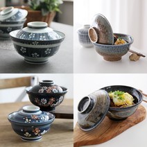 일본 돈부리그릇 도자기 뚜껑 텐동 라면 라멘 그릇 덮밥 일식 돈부리볼 컵라면 돔부리 규동, 5. 붓터치 뚜껑 돈부리