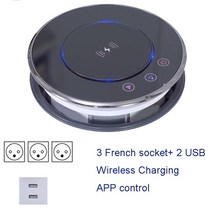 콘센트 4 개 USB 케이블 멀티소켓어댑터 확장 충전기 더블 포트콘센트 고품질 전기 리프팅 소켓 숨겨진 탁상 전동 팝업 개폐식 무선 충전 TUYA EU US BR 표준, 27.FR 표준 1  블랙 올 블랙