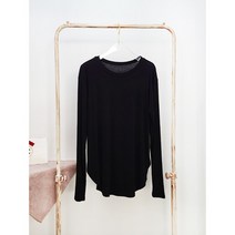 찰랑라이크 티셔츠 레이온 스판 실키 모달 라운드넥 옆트임 긴팔 레깅스코디 레깅스티셔츠 여성티셔츠