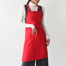 3초쿨 목조절 앞치마 식당 주방 단체 심플한 디자인, 레드