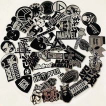 너드마켓 노트북 캐리어 빈티지 리무버블 감성 캠핑 데칼 레트로 자동차 스티커, R5 메탈블랙 55장