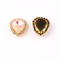 재봉 미싱 젤리 모크 캔디 AB 스트라스 물방울 크리스탈 용접 라인석 체인 골드 베이스 비즈 바느질 DIY 부품 수제 액세서리, [03] 13x18mm 10pcs, [10] A10 Champagne AB