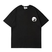 태극권 우슈 무술 도복 tai chi gossip print short sleeve t-shirt mens summer loose 크루 넥 반팔 streetwear casual