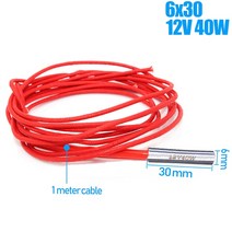 3D 프린터6x16 6x20 6x30mm 세라믹 카트리지 히터 12V 24V 40W 50W 60W 70W CNC 3D 프린터 프린트 헤드 핫, 08 6x30-12V40W-red