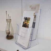 ARHC A6 아크릴 리플렛 꽂이 2단 전단지 카탈로그 서류 받침대 집게 부착판, 단품
